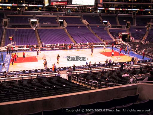 Seat view from premier section 15 at the Staples Center, home of the Los Angeles Clippers