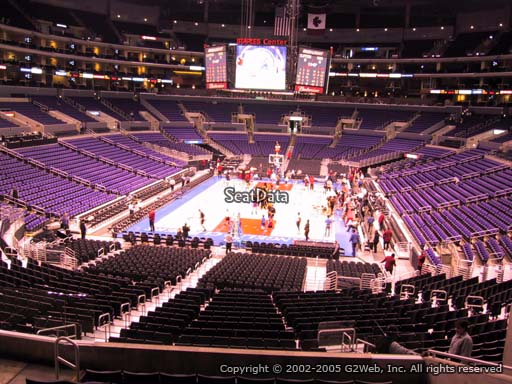 Seat view from section 207 at the Staples Center, home of the Los Angeles Lakers