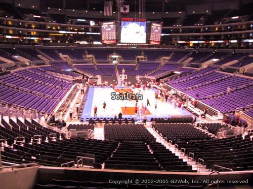 Seat view from section 208 at the Staples Center, home of the Los Angeles Lakers