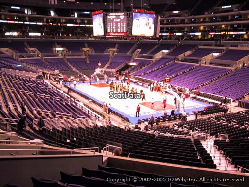 Seat view from section 210 at the Staples Center, home of the Los Angeles Lakers