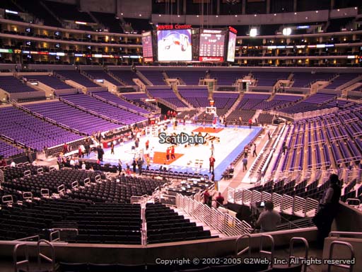 Seat view from section 215 at the Staples Center, home of the Los Angeles Lakers