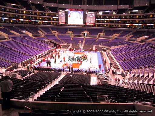 Seat view from section 216 at the Staples Center, home of the Los Angeles Lakers