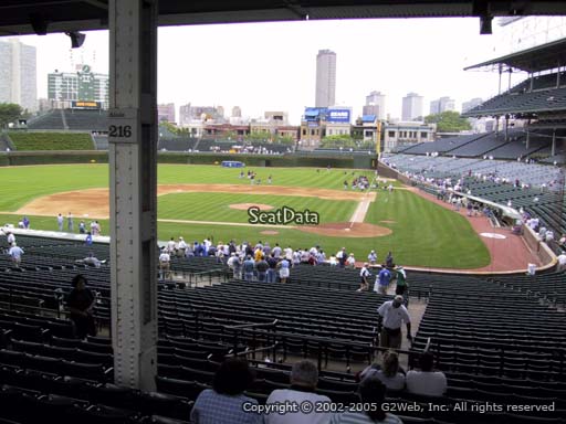 Seat view from section 218 at Wrigley Field, home of the Chicago Cubs