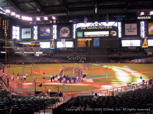 Seat view from section 121 at Chase Field, home of the Arizona Diamondbacks