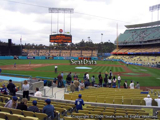 Seat view from dugout club section 7 at Dodger Stadium, home of the Los Angeles Dodgers