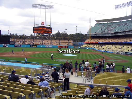 Seat view from field box section 13 at Dodger Stadium, home of the Los Angeles Dodgers