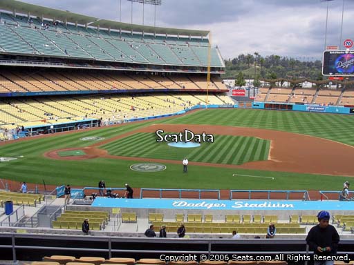 Seat view from loge box section 132 at Dodger Stadium, home of the Los Angeles Dodgers