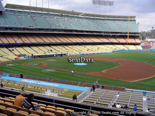 Seat view from loge box section 142 at Dodger Stadium, home of the Los Angeles Dodgers