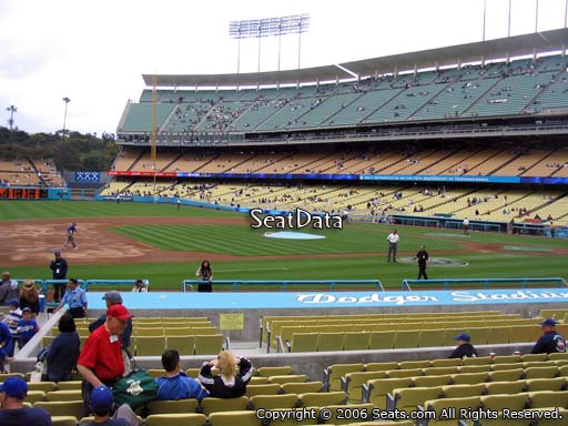 Seat view from field box section 25 at Dodger Stadium, home of the Los Angeles Dodgers