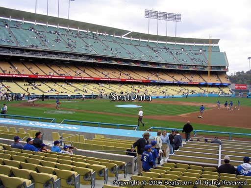 Seat view from field box section 26 at Dodger Stadium, home of the Los Angeles Dodgers