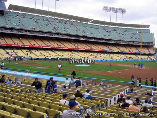 Seat view from field box section 28 at Dodger Stadium, home of the Los Angeles Dodgers