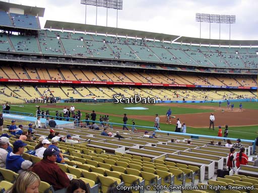 Seat view from field box section 32 at Dodger Stadium, home of the Los Angeles Dodgers
