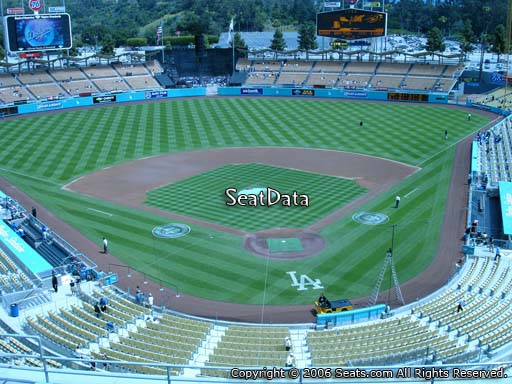 Seat view from reserve section 3 at Dodger Stadium, home of the Los Angeles Dodgers