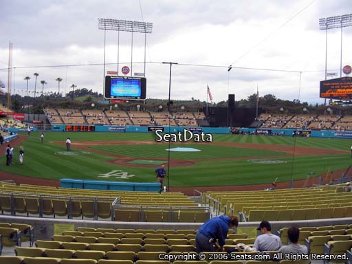 Seat view from field box section 4 at Dodger Stadium, home of the Los Angeles Dodgers