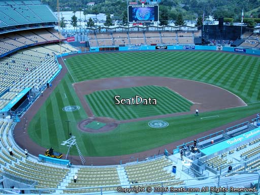 Seat view from reserve section 6 at Dodger Stadium, home of the Los Angeles Dodgers