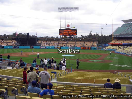 Seat view from dugout club section 5 at Dodger Stadium, home of the Los Angeles Dodgers