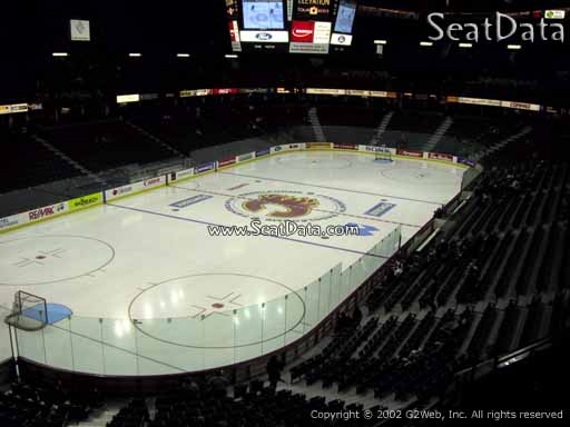 Seat view from section 207 at Scotiabank Saddledome, home of the Calgary Flames