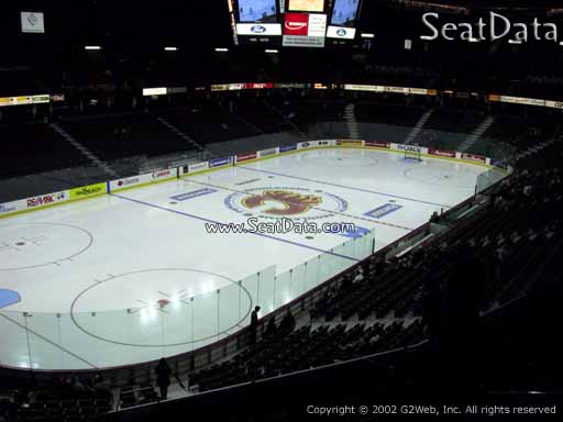 Seat view from section 208 at Scotiabank Saddledome, home of the Calgary Flames