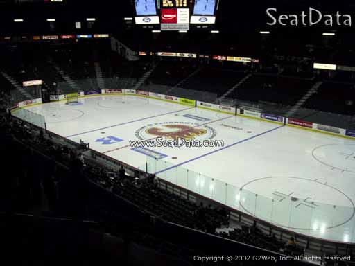 Seat view from section 215 at Scotiabank Saddledome, home of the Calgary Flames