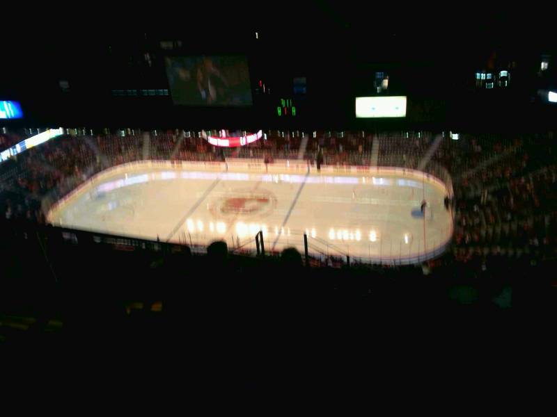 Seat view from press level section 1 at Scotiabank Saddledome, home of the Calgary Flames