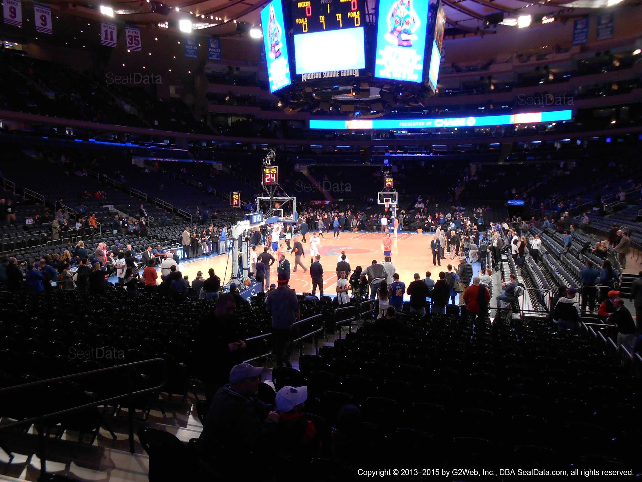 Seat view from section 9 at Madison Square Garden, home of the New York Knicks.