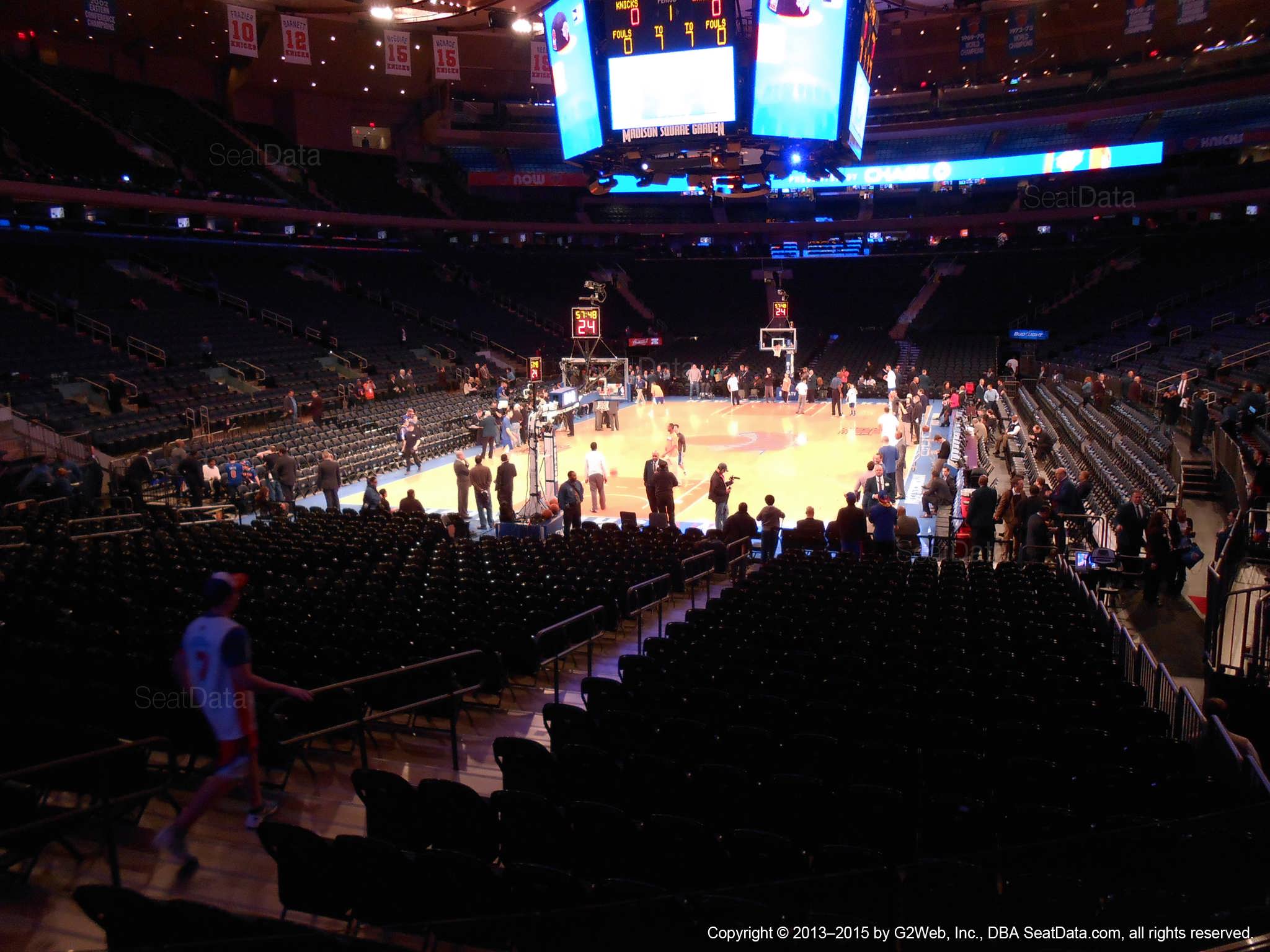 Seat view from section 103 at Madison Square Garden, home of the New York Knicks.