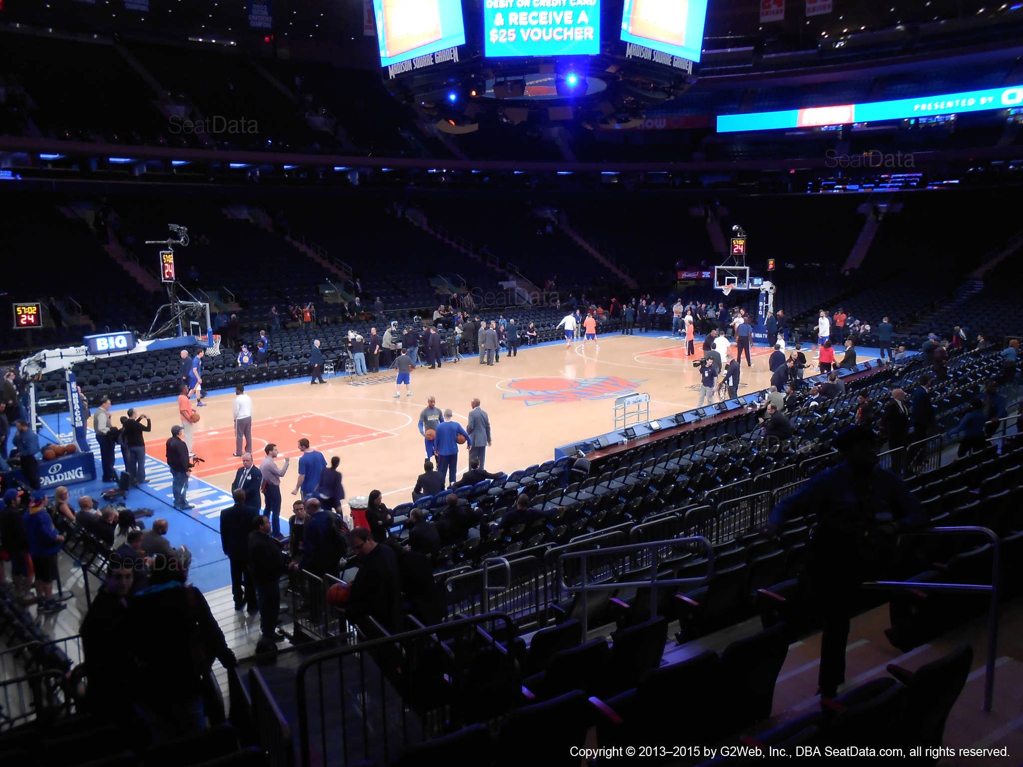 Seat view from section 105 at Madison Square Garden, home of the New York Knicks.