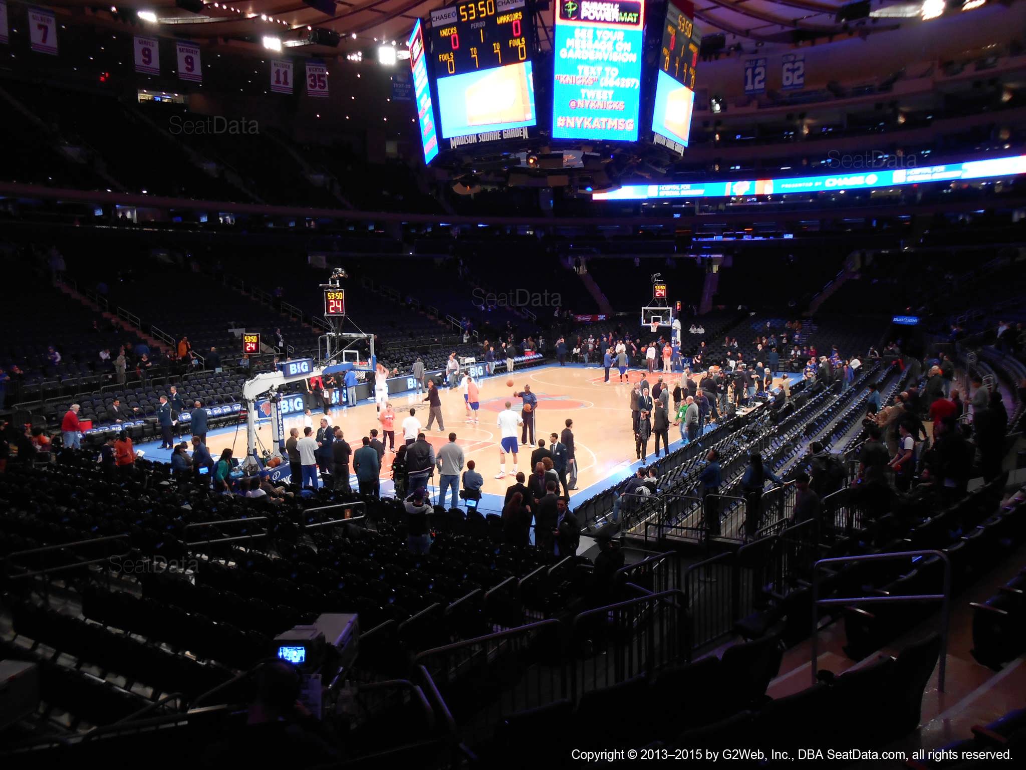 Seat view from section 114 at Madison Square Garden, home of the New York Knicks.