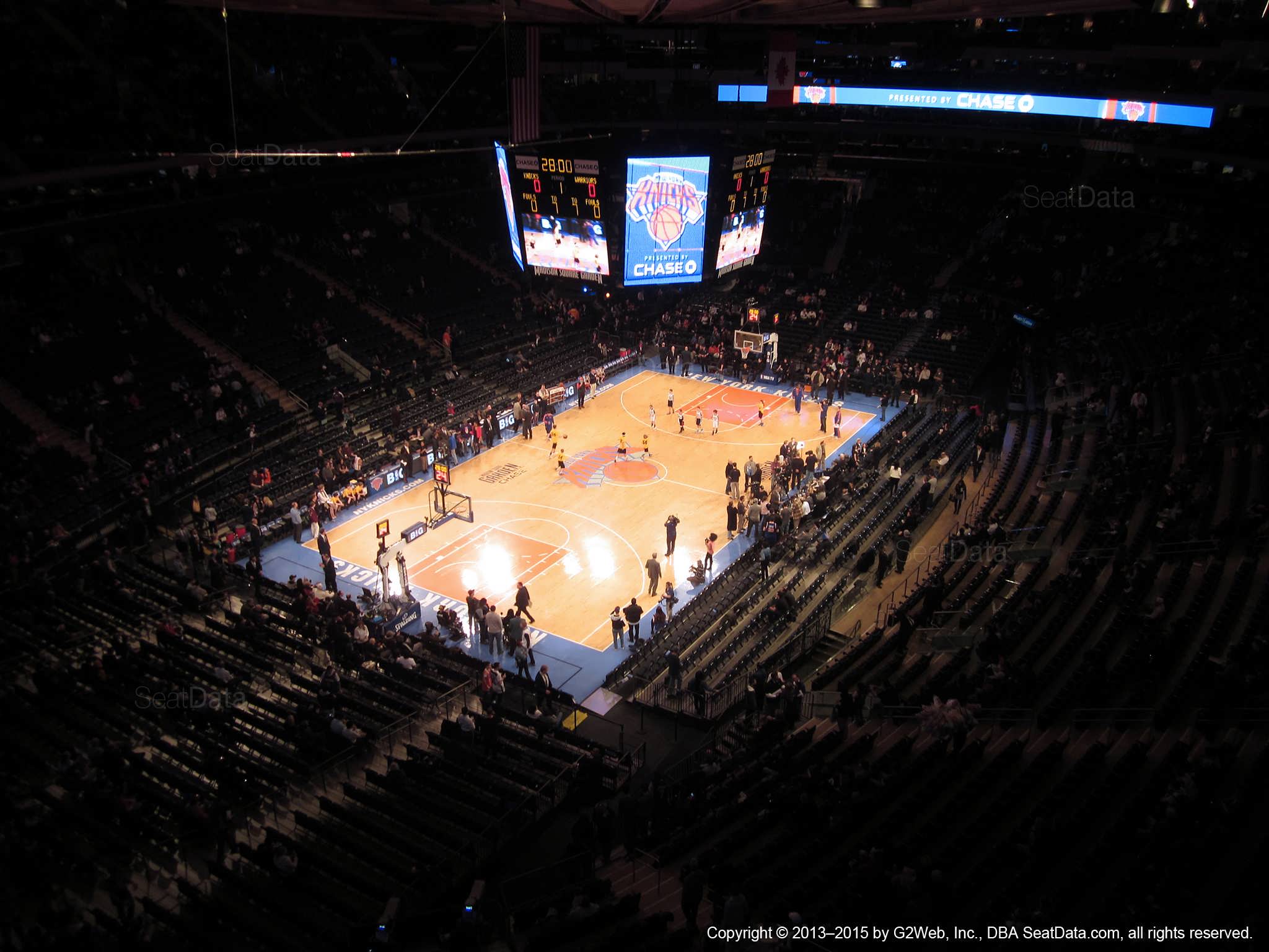 Seat view from section 323 at Madison Square Garden, home of the New York Knicks.