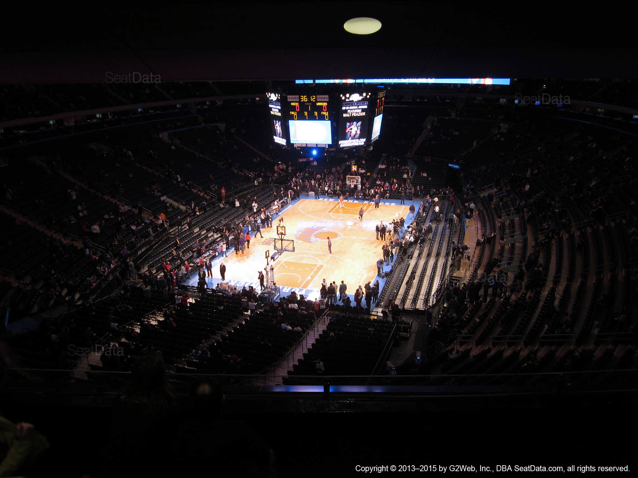 Seat view from section 418 at Madison Square Garden, home of the New York Knicks.