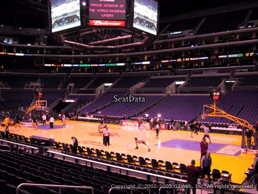 Seat view from section 109 at the Staples Center, home of the Los Angeles Lakers