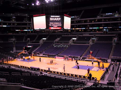 Seat view from premier section 12 at the Staples Center, home of the Los Angeles Lakers