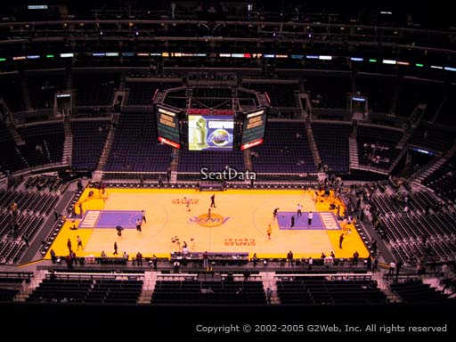 Seat view from section 301 at the Staples Center, home of the Los Angeles Lakers