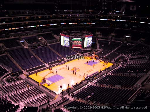Seat view from section 305 at the Staples Center, home of the Los Angeles Lakers