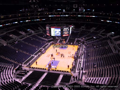 Seat view from section 308 at the Staples Center, home of the Los Angeles Lakers