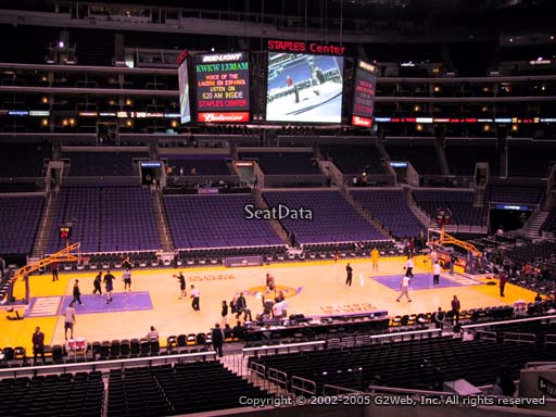 Seat view from premier section 6 at the Staples Center, home of the Los Angeles Lakers