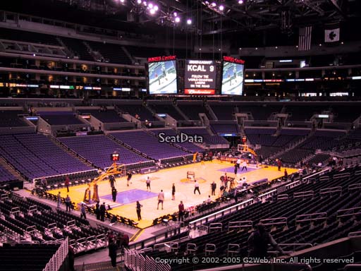 Seat view from premier section 9 at the Staples Center, home of the Los Angeles Lakers