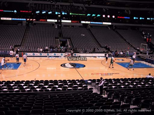 Seat view from section 107 at the American Airlines Center, home of the Dallas Mavericks