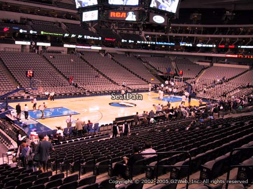 Seat view from section 121 at the American Airlines Center, home of the Dallas Mavericks