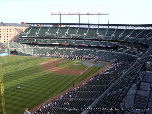 Seat view from section 374 at Oriole Park at Camden Yards, home of the Baltimore Orioles