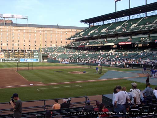Seat view from section 54 at Oriole Park at Camden Yards, home of the Baltimore Orioles