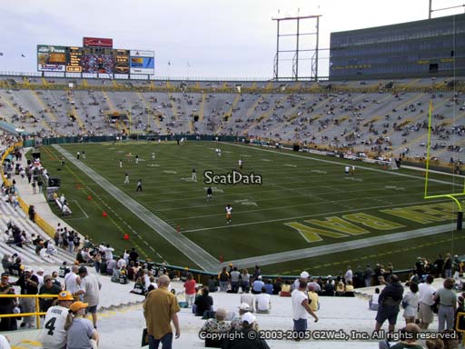 Seat view from section 105 at Lambeau Field, home of the Green Bay Packers