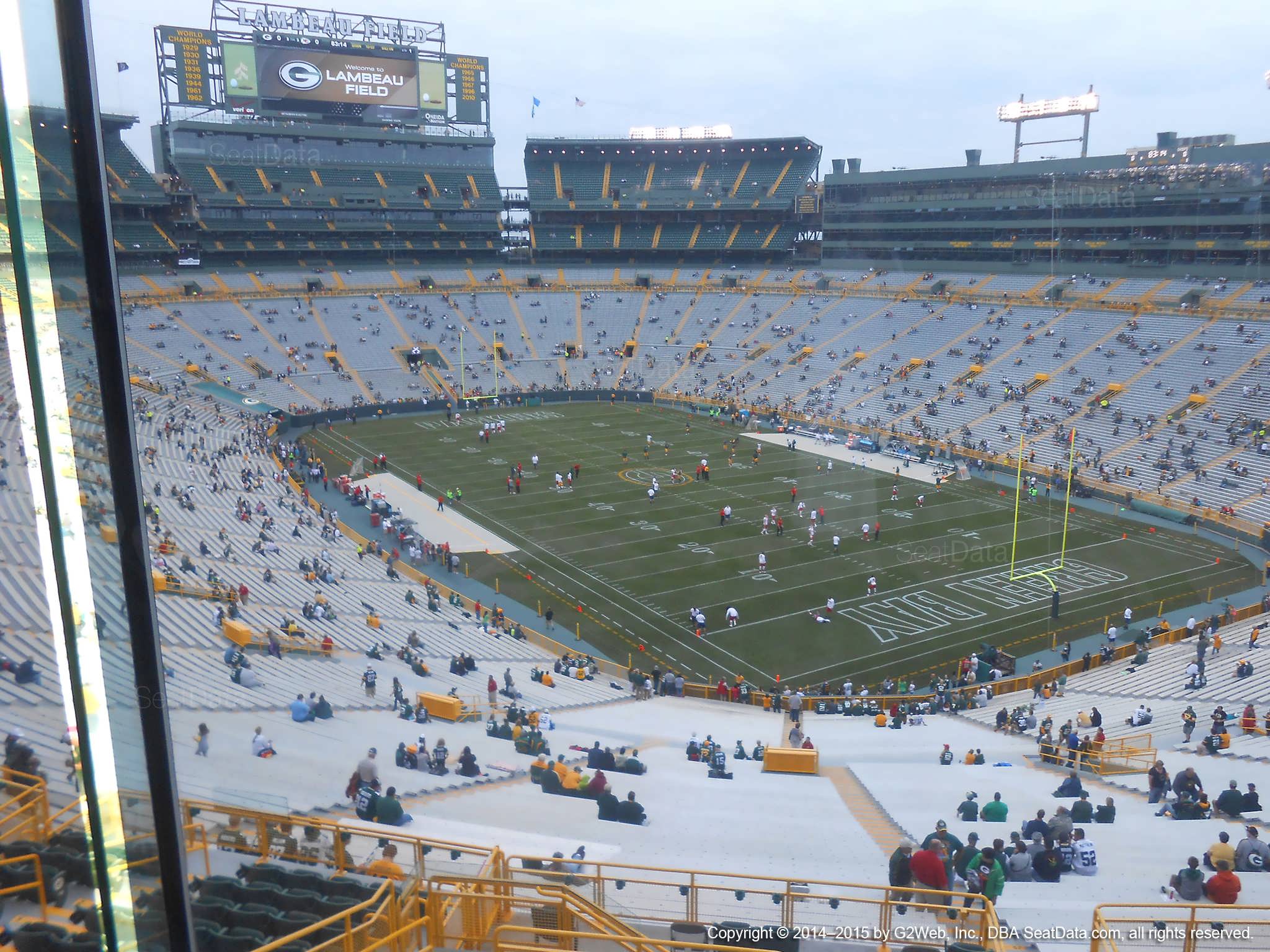 Seat view from section 490 at Lambeau Field, home of the Green Bay Packers