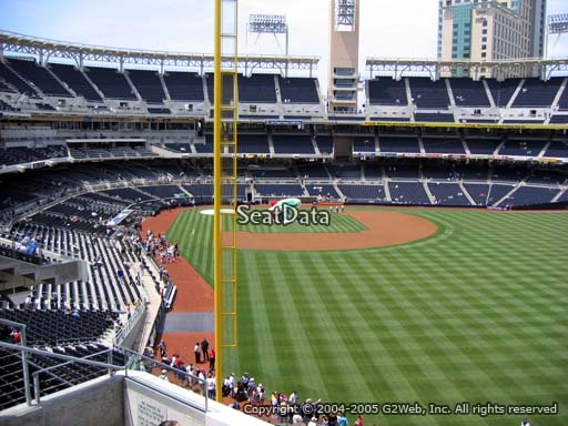 Seat view from section 225 at Petco Park, home of the San Diego Padres