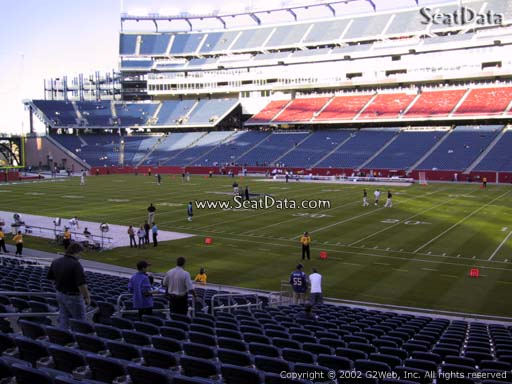 Seat view from section 128 at Gillette Stadium, home of the New England Patriots