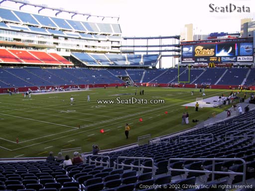Seat view from section 138 at Gillette Stadium, home of the New England Patriots