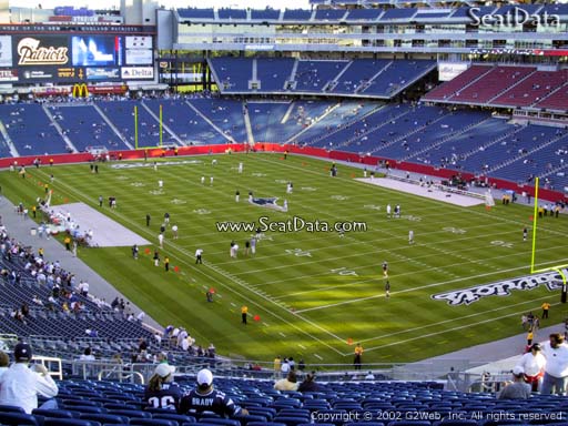 Seat view from section 202 at Gillette Stadium, home of the New England Patriots