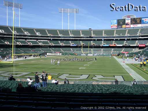 Seat view from section 104 at Oakland Coliseum, home of the Oakland Raiders