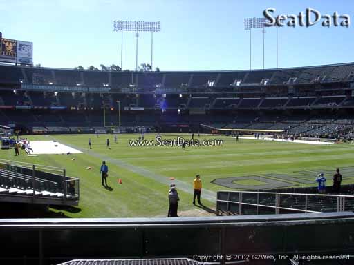Seat view from section 132 at Oakland Coliseum, home of the Oakland Raiders