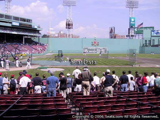 Seat view from field box section 34 at Fenway Park, home of the Boston Red Sox